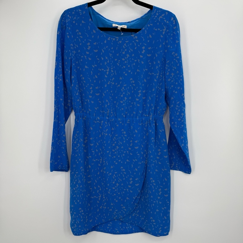 Madewell Silk Broadway & Broome Blue Long Sleeve Mini Dress Sundress Size 6 - Picture 3 of 9